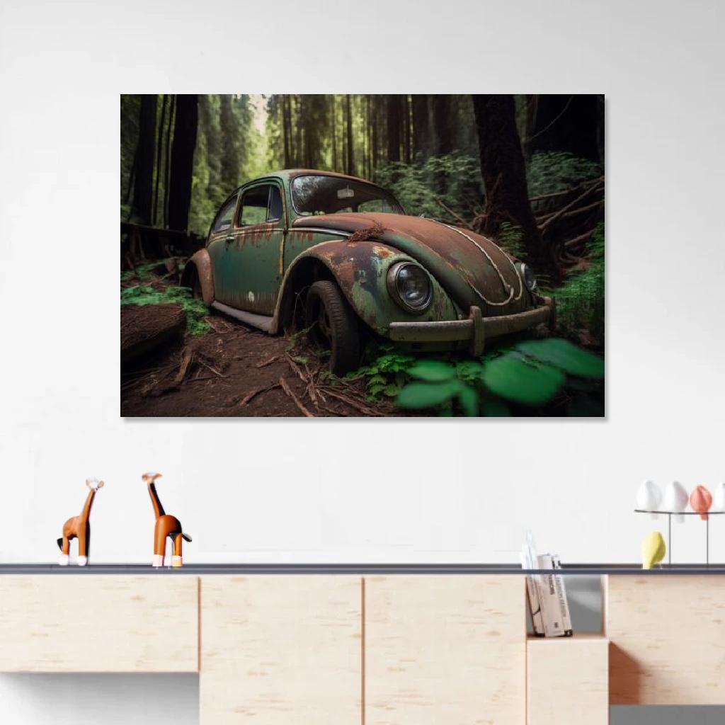 Tableau Volkswagen Beetle Abandon au dessus d'un meuble bas