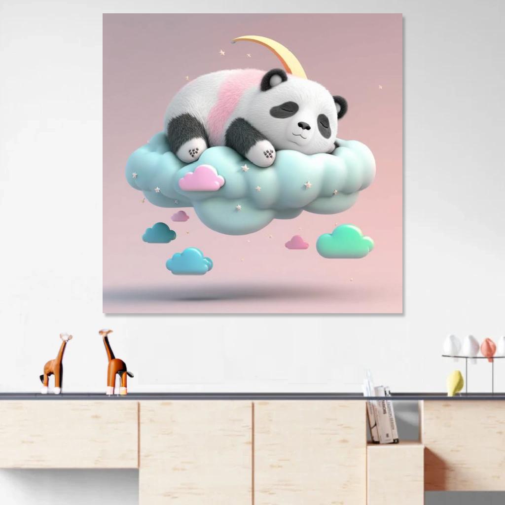 Tableau Panda Endormi au dessus d'un meuble bas